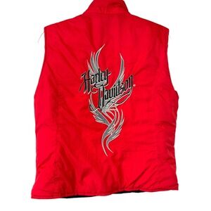 Harley Davidson Reversible Quilted Puffer Vest Embroidered Logo Full‎ Zip Large